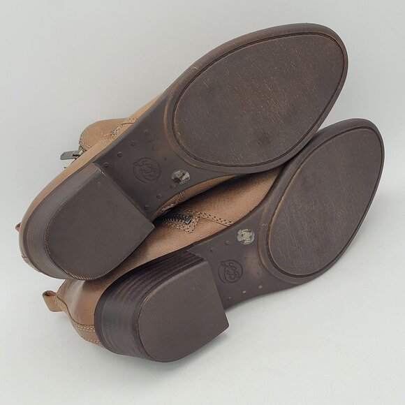 Lucky Brand Basel Women's 8.5 Ankle Boots Booties Leather Zip Light Brown - Picture 7 of 12